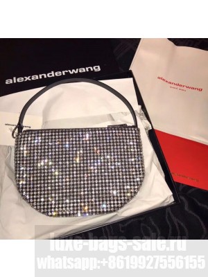 Alexander Wang Wangloc Fortune Cookie Bag With Crystal Rhinestone Chain Mesh Silver