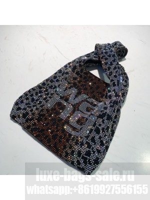 Alexander Wang Wanglock Mini Shopper Tote Bag With Crystal Rhinestone Chain Mesh wang Black/Bronze