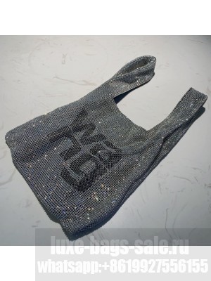Alexander Wang Wanglock Mini Shopper Tote Bag With Crystal Rhinestone Chain Mesh wang Gray