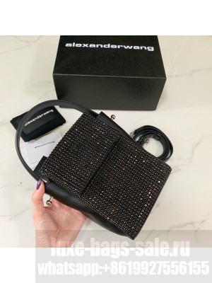 Alexander Wang Mini Shoulder Tote Bag With Crystal Rhinestone Chain Mesh Black