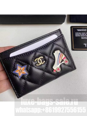 Chanel  AP0213 Classic card holder - Lambskin, enamel & gold-tone metal, black