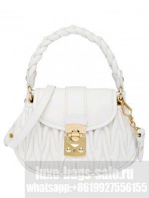 Miumiu Matelasse Nappa Leather Handbag 5BH188 Cream