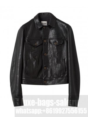 Miumiu Women's Nappa Leather Jacket Black