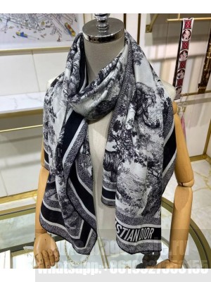 Christian Dior Women s Sauvage Jouy Printed Long Scarf Black