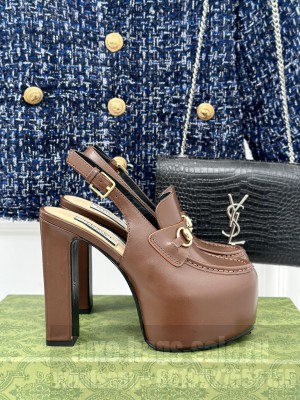 Gucci 5cm Platform 13.5cm Heel Slingback Pumps with Horsebit 08