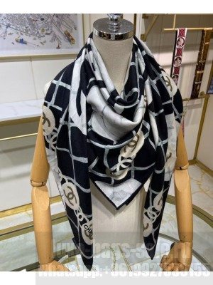 Chanel Women s Camellia Printed Square Scarf Black