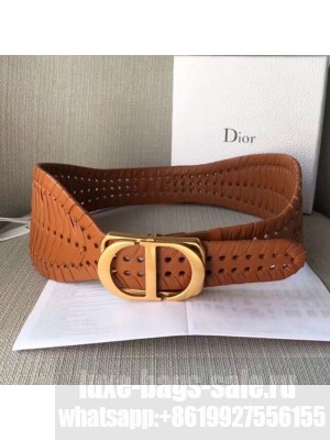 Dior Perforated Calfskin Corset Belt with CD Buckle Brown 2019 Collection