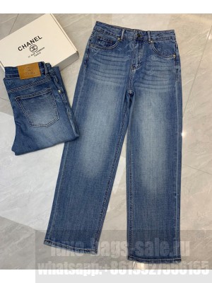 Chanel Women's Straight Leg Jeans Blue