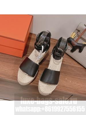 HERMES HEEL 8.5CM PLATFORM 5CM TIPOLI WEDGE ESPADRILLES 02