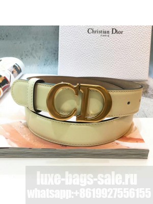 Dior Leather 3cm Belt with CD Buckle Yellow 008 2019 Collection