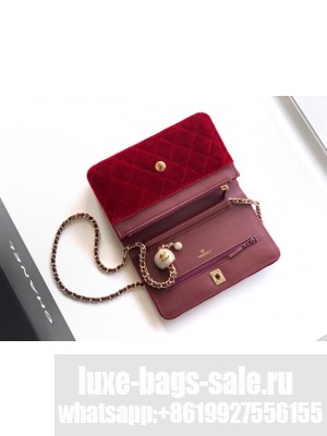 Chanel velvet Wallet On Chain AP1450 red