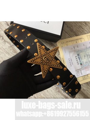 Gucci Studded Leather Belt Black With Star Buckle