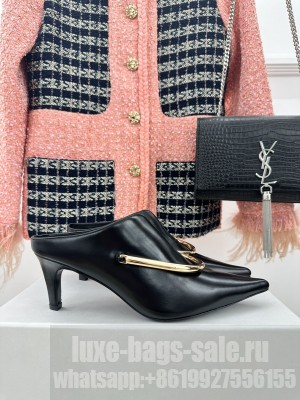 JIL SANDER pointed toe metal detail on the front Black Mule
