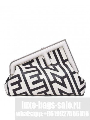 Fendi First Midi Two-tone Printed Nappa Leather Fendi Roma Capsule Bag 8BP137 Black