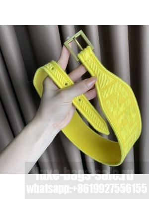 Fendi 60mm Canvas Belt FF Embroidered 2021 Collection Yellow