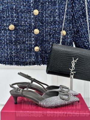 Valentino Vlogo Signature Crystal Embellished Slingback Pump Crystal/Gray 400mm