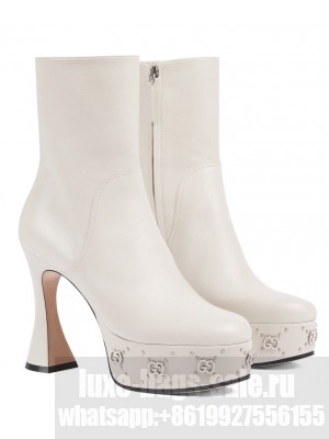 Gucci Women's Platform Boot With GG Studs 740599 White