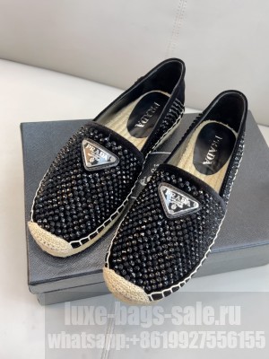 Prada 20 mm Black Crystals espadrilles