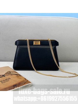 Fendi Peekaboo I See U Pochette Leather Chain Bag Black 2021 Collection