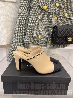 Chanel Heel 8cm Chain Mule Beige Spring 2022 Collection
