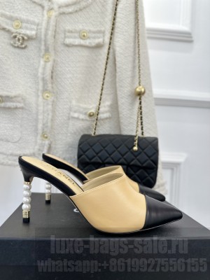 Chanel Pearl Heel 8.5cm Slide Mule 010