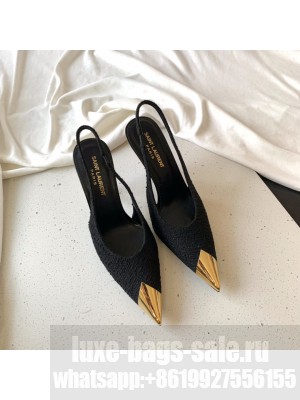 SAINT LAURENT VESPER SLINGBACK PUMPS IN BOUCLÉ TWEED