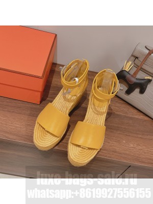 HERMES HEEL 8.5CM PLATFORM 5CM TIPOLI WEDGE ESPADRILLES 06