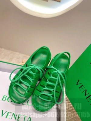 Bottega Veneta Jelly Rubber Lace-up Flat Sandals Grass Green 2022 Collection