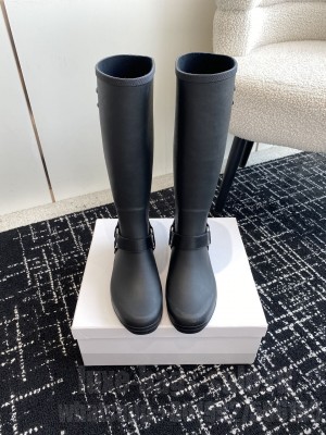 HIGH CELINE RAIN BOOTS IN RUBBER AND CALFSKIN BLACK
