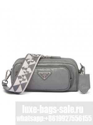 Prada Nappa Antique Leather Multi-pocket Shoulder Bag 1BH198 Gray