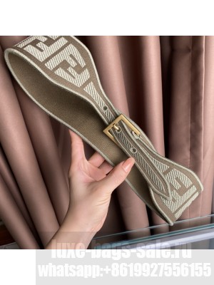 Fendi 60mm Canvas Belt FF Embroidered 2021 Collection Brown