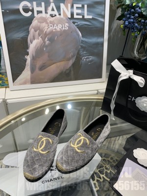 Chanel G32910 Espadrilles Velvet Gray 2021 Collection