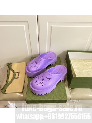 Gucci Perforated GG Rubber Mules 5cm Purple 2022 Collection