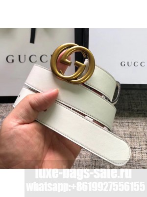 Gucci Calfskin Belt 30mm with GG Buckle White 2020 Collection