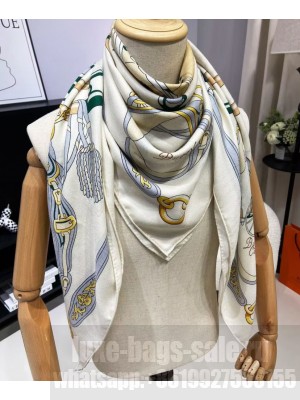 Hermes Women's Bouclerie Moderne Plumetis Scarf White