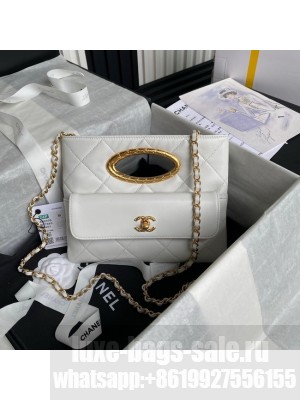 CHANEL CLUTCH Lambskin & Gold-Tone Metal AS5038 white