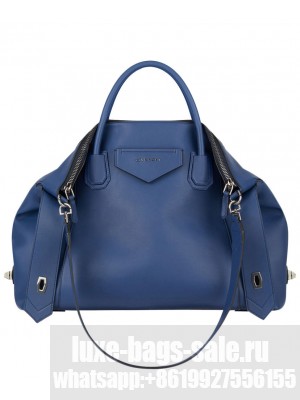 Givenchy Medium Antigona Soft Bag In Smooth Leather Blue