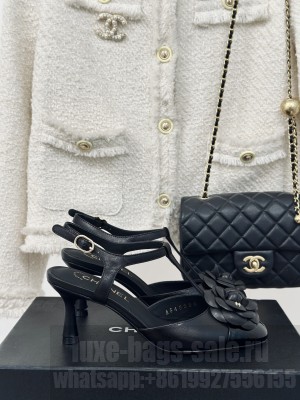 Chanel Lambskin Camellia Bloom 7cm Sandals 05