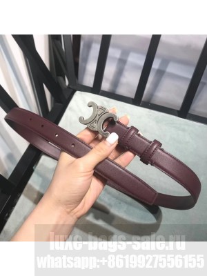 Celine Triomphe Width 2.5cm Belt With Brass Buckle 09