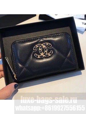 Chanel 19 Goatskin Zipped Coin Purse AP0949 Black 2019 Collection
