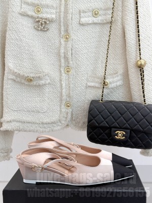 Chanel Satin & Grosgrain Wedge Slingbacks pink 2025 