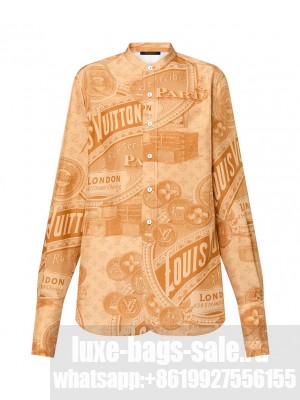 Louis Vuitton Women's Vintage Print Silk Shirt Pink