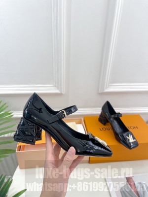 Louis Vuitton Women's Patent Leather 5.5cm/9cm Shake Mary Jane Pump Black