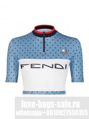 Fendi Women's Polka Dot Lycra Top Blue
