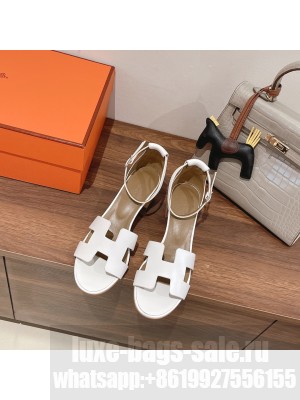 Hermes Ella 5cm in Smooth Leather White