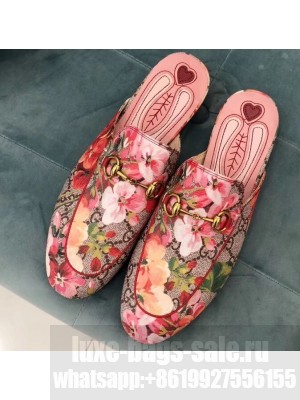 Gucci Women's Princetown Horsebit Slipper Blooms Print Red