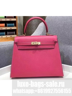Hermes Kelly 25cm Bag in Original Epsom Leather Fuchsia
