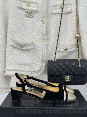 Chanel Suede & Metallic Calfskin Slingback Pumps 2024 010