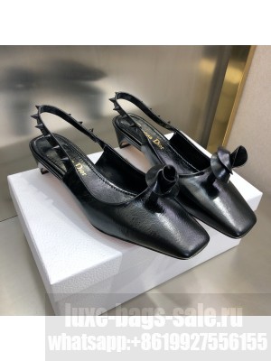 DIOR HEEL 1CM/3.5CM ROSE FANTASTIQUE SLINGBACK FLATS/PUMPS BLACK 2022 Collection