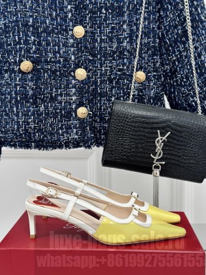 Roger Vivier Viv’ Canard Slingback Pumps in Patent Leather Yellow